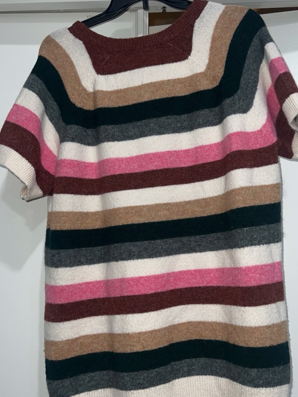 torrid Striped Crewneck Sweater in Pink, Cream, Brown, Green & Gray